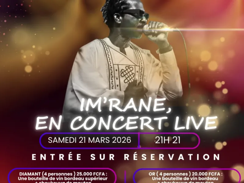 La légende de la musique béninoise, Imrane, sera en concert live à Djougou le 21 Mars 2026 à Divinart Palace